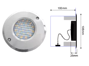 6 Watt Prismatic Underwater Light 36SMD c/w Faceplate | Warm White | PSS-6W106RS