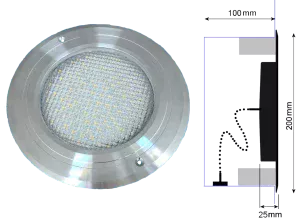 Zeus 25 Watt Prismatic Recess Uunderwater Light 136SMD- 3000K White with Faceplate & Niche | PSS-25W200RS